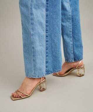 GRACE CONTINENTAL 切替ワイドデニムパンツ サックス