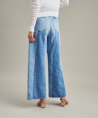 GRACE CONTINENTAL 切替ワイドデニムパンツ サックス