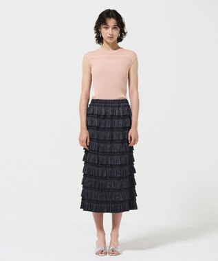 GRACE CONTINENTAL リブシアーニットトップ ピンク