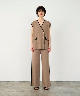 【GRACE CONTINENTAL】 ニット オールインワン ベージュ バイカラーニットパンツ / GRACE CONTINENTAL | GRACE