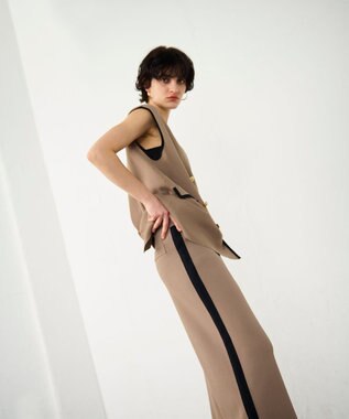 GRACE CONTINENTAL バイカラーニットパンツ ベージュ