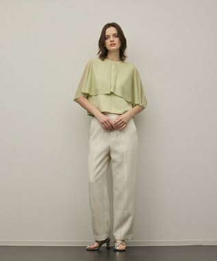 GRACE CONTINENTAL シアーケープニットカーディガン ライトグリーン