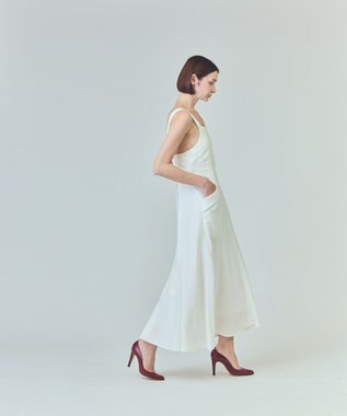 GRACE CONTINENTAL リネンタッチロングドレス ホワイト