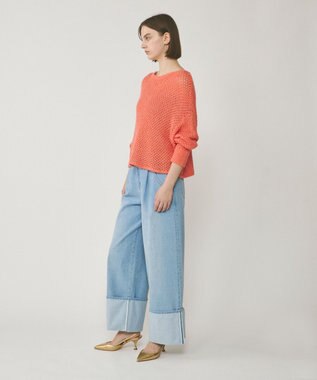 GRACE CONTINENTAL スパンメッシュニットトップ オレンジ