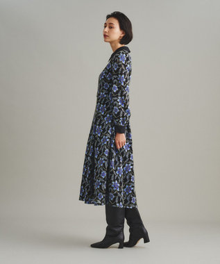 GRACE CONTINENTAL レース刺繍タックワンピース ブラック