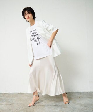 GRACE CONTINENTAL リネンタッチハーフスリーブジャケット ホワイト