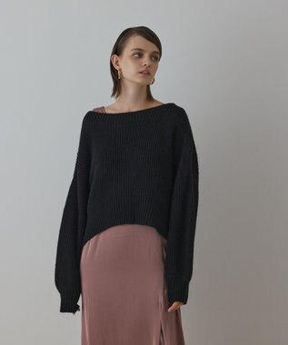 GRACE CONTINENTAL サテンレースニットワンピース ブラック