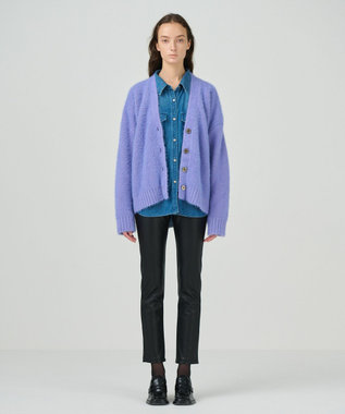 GRACE CONTINENTAL フェザールーズニットカーディガン ラベンダー