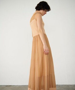 GRACE CONTINENTAL ラメシアープリーツニットワンピース オレンジ