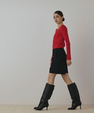 GRACE CONTINENTAL ハイゲージリブニットトップ レッド