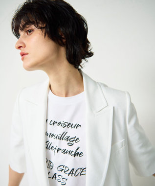 GRACE CONTINENTAL リネンタッチハーフスリーブジャケット ホワイト