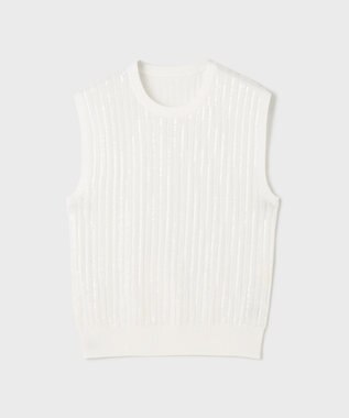 GRACE CONTINENTAL スパンコールニットノースリーブ ホワイト