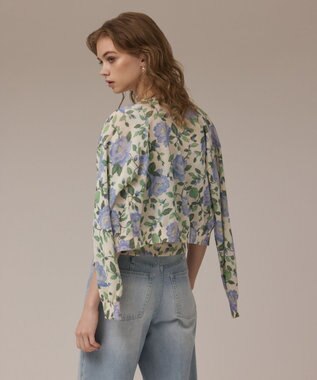 GRACE CONTINENTAL ローズプリントニットカーディガン キナリ