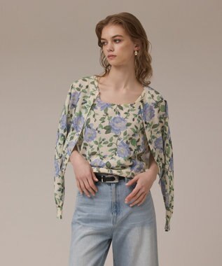 GRACE CONTINENTAL ローズプリントニットカーディガン キナリ