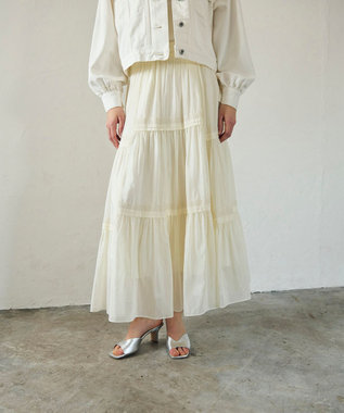 GRACE CONTINENTAL ギャザーレースロングスカート キナリ