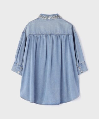 GRACE CONTINENTAL デニムハーフスリーブシャツ ブルー