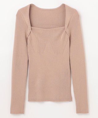 GRACE CONTINENTAL スクエアネックリブトップ ベージュ