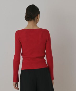 GRACE CONTINENTAL ハイゲージリブニットトップ レッド