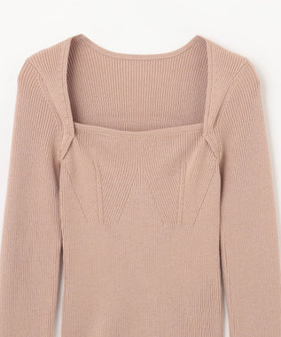 GRACE CONTINENTAL スクエアネックリブトップ ベージュ