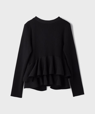 GRACE CONTINENTAL ペプラムニットカーディガン ブラック