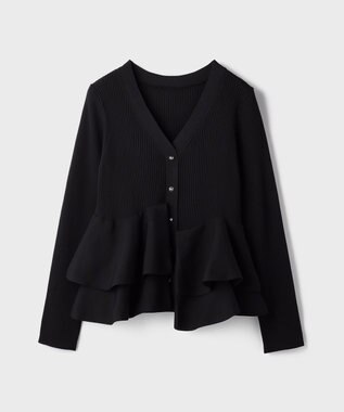 GRACE CONTINENTAL ペプラムニットカーディガン ブラック