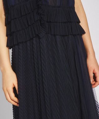 GRACE CONTINENTAL ストライプチュールスカート ネイビー