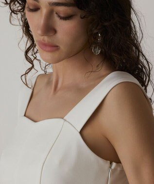 GRACE CONTINENTAL チュールコンビティアードワンピース ホワイト