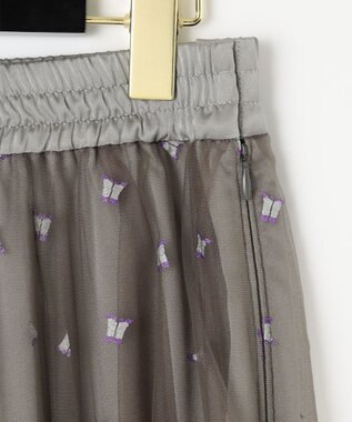 GRACE CONTINENTAL ブーツプリントチュールスカート グレー