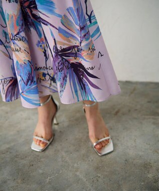GRACE CONTINENTAL リゾートリーフプリントスカート ラベンダー