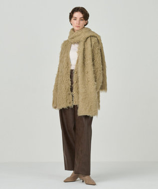 GRACE CONTINENTAL シャギーニットストール カーキ
