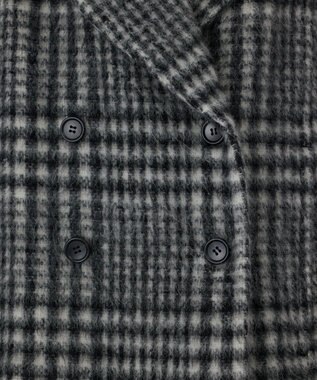 GRACE CONTINENTAL シャギーチェックコート グレー