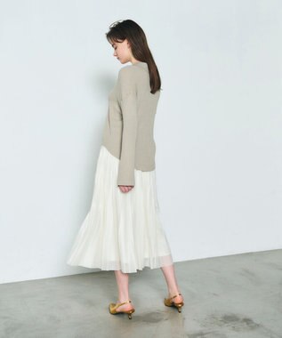 GRACE CONTINENTAL スラブリブシャツニットトップ ベージュ