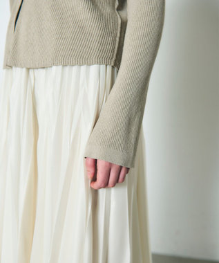 GRACE CONTINENTAL スラブリブシャツニットトップ ベージュ