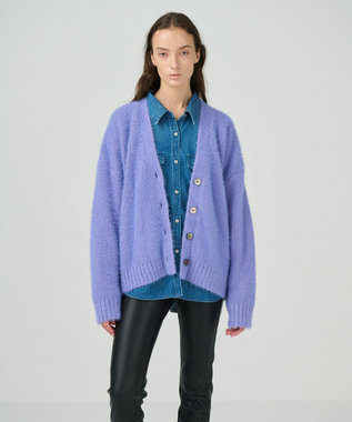 GRACE CONTINENTAL フェザールーズニットカーディガン ラベンダー