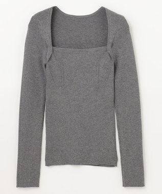 GRACE CONTINENTAL スクエアネックリブトップ グレー