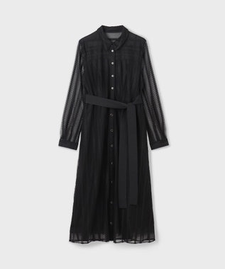 GRACE CONTINENTAL ストライプレースシャツワンピース ブラック