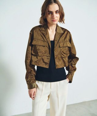 GRACE CONTINENTAL クロップドミリタリージャケット カーキ