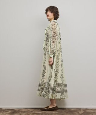 GRACE CONTINENTAL フラワープリントティアードワンピース イエロー