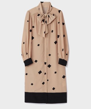 GRACE CONTINENTAL スクエアバイカラードレス ベージュ