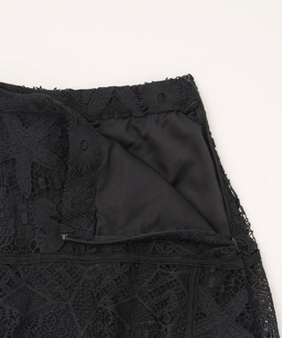 GRACE CONTINENTAL ケミカルレースパッチワークスカート ブラック