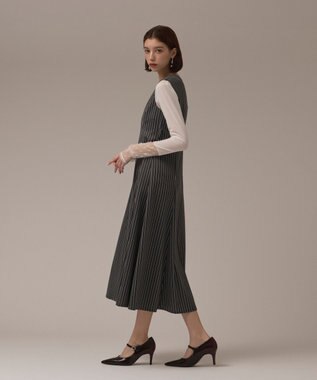 GRACE CONTINENTAL ストライプジャージワンピース グレー