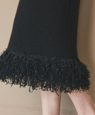 GRACE CONTINENTAL ラメフェザーフリンジスカート ブラック