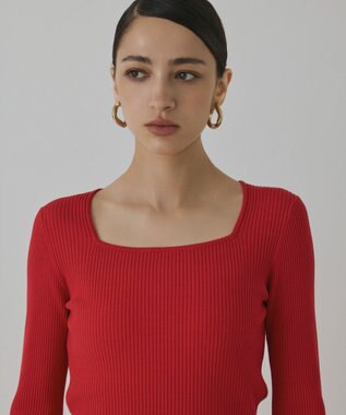 GRACE CONTINENTAL ハイゲージリブニットトップ レッド
