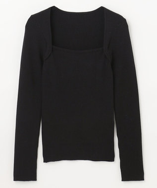 GRACE CONTINENTAL スクエアネックリブトップ ブラック