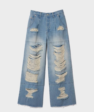 GRACE CONTINENTAL ハードクラッシュデニムパンツ サックス