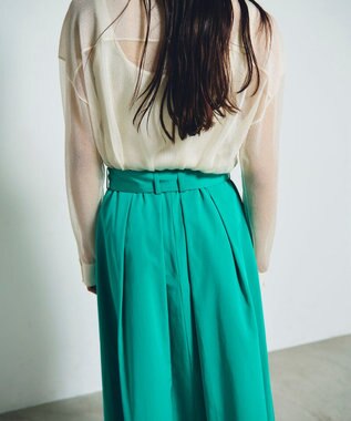 GRACE CONTINENTAL グログランタックフレアスカート グリーン
