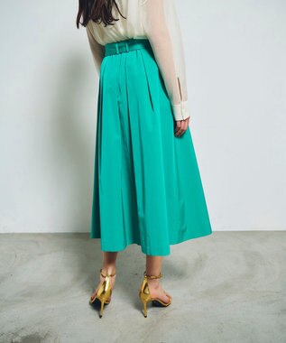 GRACE CONTINENTAL グログランタックフレアスカート グリーン