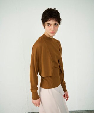 GRACE CONTINENTAL ショートドルマンニットカーディガン ブラウン