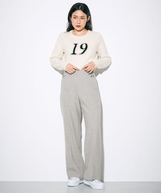 GRACE CONTINENTAL ウールストレッチセミワイドパンツ グレー