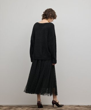 GRACE CONTINENTAL ラメフェザーニットトップ ブラック